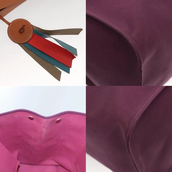 HERMES Cabak GM Tote Bag Canvas Purple Silver Auth bs26280 - Picture 14 of 15